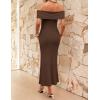 image:imageZESICA Womens 2026 Off Shoulder Bodycon Maxi Dress Summer Spring Formal Elegant Cocktail Party Wedding Guest Midi DressesCoffee