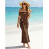 image:imageZESICA Womens 2026 Off Shoulder Bodycon Maxi Dress Summer Spring Formal Elegant Cocktail Party Wedding Guest Midi DressesCoffee