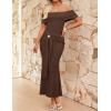image:imageZESICA Womens 2026 Off Shoulder Bodycon Maxi Dress Summer Spring Formal Elegant Cocktail Party Wedding Guest Midi DressesCoffee