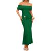 image:imageZESICA Womens 2026 Off Shoulder Bodycon Maxi Dress Summer Spring Formal Elegant Cocktail Party Wedding Guest Midi DressesGreen