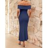 image:imageZESICA Womens 2026 Off Shoulder Bodycon Maxi Dress Summer Spring Formal Elegant Cocktail Party Wedding Guest Midi DressesNavy