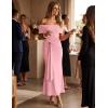 image:imageZESICA Womens 2026 Off Shoulder Bodycon Maxi Dress Summer Spring Formal Elegant Cocktail Party Wedding Guest Midi DressesPink