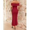 image:imageZESICA Womens 2026 Off Shoulder Bodycon Maxi Dress Summer Spring Formal Elegant Cocktail Party Wedding Guest Midi DressesRed