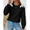 image:imageZESICA Womens Fall Long Sleeve Sweaters 2026 Crew Neck Knit Loose Dressy Pullover Tops Winter Trendy OutfitsBlack