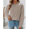 image:imageZESICA Womens Fall Long Sleeve Sweaters 2026 Crew Neck Knit Loose Dressy Pullover Tops Winter Trendy OutfitsKhaki