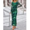 image:imageZESICA Womens Long Sleeve Floral Maxi Dresses 2026 Fall Bodycon Crewneck Side Slit Ruched Fitted Party Long DressGreen