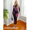image:imageZESICA Womens Long Sleeve Floral Maxi Dresses 2026 Fall Bodycon Crewneck Side Slit Ruched Fitted Party Long DressPurple