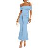 image:imageZESICA Womens 2026 Off Shoulder Bodycon Maxi Dress Summer Spring Formal Elegant Cocktail Party Wedding Guest Midi DressesBlue