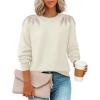 image:imageZESICA Womens Fall Long Sleeve Sweaters 2026 Crew Neck Knit Loose Dressy Pullover Tops Winter Trendy OutfitsApricot