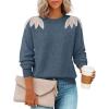 image:imageZESICA Womens Fall Long Sleeve Sweaters 2026 Crew Neck Knit Loose Dressy Pullover Tops Winter Trendy OutfitsDustyblue