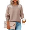 image:imageZESICA Womens Fall Long Sleeve Sweaters 2026 Crew Neck Knit Loose Dressy Pullover Tops Winter Trendy OutfitsOatmeal