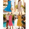 image:imageZESICA Womens 2026 Summer Casual Flutter Short Sleeve Crew Neck Smocked Elastic Waist Tiered Midi DressApricot