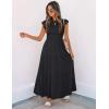image:imageZESICA Womens 2026 Summer Casual Flutter Short Sleeve Crew Neck Smocked Elastic Waist Tiered Midi DressBlack