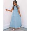 image:imageZESICA Womens 2026 Summer Casual Flutter Short Sleeve Crew Neck Smocked Elastic Waist Tiered Midi DressBlue