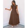 image:imageZESICA Womens 2026 Summer Casual Flutter Short Sleeve Crew Neck Smocked Elastic Waist Tiered Midi DressCoffee