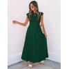 image:imageZESICA Womens 2026 Summer Casual Flutter Short Sleeve Crew Neck Smocked Elastic Waist Tiered Midi DressDark Green