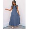 image:imageZESICA Womens 2026 Summer Casual Flutter Short Sleeve Crew Neck Smocked Elastic Waist Tiered Midi DressDusty Blue