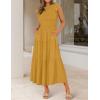 image:imageZESICA Womens 2026 Summer Casual Flutter Short Sleeve Crew Neck Smocked Elastic Waist Tiered Midi DressGinger