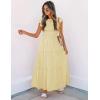 image:imageZESICA Womens 2026 Summer Casual Flutter Short Sleeve Crew Neck Smocked Elastic Waist Tiered Midi DressLight Yellow