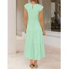 image:imageZESICA Womens 2026 Summer Casual Flutter Short Sleeve Crew Neck Smocked Elastic Waist Tiered Midi DressMint