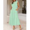 image:imageZESICA Womens 2026 Summer Casual Flutter Short Sleeve Crew Neck Smocked Elastic Waist Tiered Midi DressMint