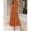 image:imageZESICA Womens 2026 Summer Casual Flutter Short Sleeve Crew Neck Smocked Elastic Waist Tiered Midi DressOrange