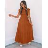 image:imageZESICA Womens 2026 Summer Casual Flutter Short Sleeve Crew Neck Smocked Elastic Waist Tiered Midi DressOrange