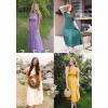 image:imageZESICA Womens 2026 Summer Casual Flutter Short Sleeve Crew Neck Smocked Elastic Waist Tiered Midi DressPeacock