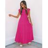image:imageZESICA Womens 2026 Summer Casual Flutter Short Sleeve Crew Neck Smocked Elastic Waist Tiered Midi DressRose