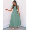 image:imageZESICA Womens 2026 Summer Casual Flutter Short Sleeve Crew Neck Smocked Elastic Waist Tiered Midi DressSage
