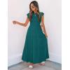 image:imageZESICA Womens 2026 Summer Casual Flutter Short Sleeve Crew Neck Smocked Elastic Waist Tiered Midi DressTeal Green