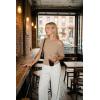 image:imageZESICA Womens Off The Shoulder Short Sleeve Sweater Tops 2026 Summer Casual Ruched Knit Going Out Trendy Spring ShirtsKhaki