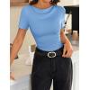 image:imageZESICA Womens Short Sleeve Shirts 2026 Summer Cowl Neck Ruched Slim Fit TShirts Going Out Tops Dressy Casual ClothesBlue