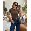 image:imageZESICA Womens Short Sleeve Shirts 2026 Summer Cowl Neck Ruched Slim Fit TShirts Going Out Tops Dressy Casual ClothesCoffee