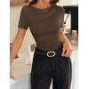 image:imageZESICA Womens Short Sleeve Shirts 2026 Summer Cowl Neck Ruched Slim Fit TShirts Going Out Tops Dressy Casual ClothesCoffee