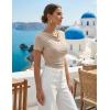 image:imageZESICA Womens Short Sleeve Shirts 2026 Summer Cowl Neck Ruched Slim Fit TShirts Going Out Tops Dressy Casual ClothesSand