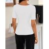 image:imageZESICA Womens Short Sleeve Shirts 2026 Summer Cowl Neck Ruched Slim Fit TShirts Going Out Tops Dressy Casual ClothesWhite