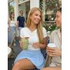 image:imageZESICA Womens Short Sleeve Shirts 2026 Summer Cowl Neck Ruched Slim Fit TShirts Going Out Tops Dressy Casual ClothesWhite