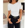 image:imageZESICA Womens Short Sleeve Shirts 2026 Summer Cowl Neck Ruched Slim Fit TShirts Going Out Tops Dressy Casual ClothesWhite