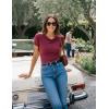 image:imageZESICA Womens Short Sleeve Shirts 2026 Summer Cowl Neck Ruched Slim Fit TShirts Going Out Tops Dressy Casual ClothesWine