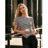 image:imageZESICA Womens Summer Off The Shoulder Going Out Tops 2026 Short Sleeve Asymmetrical Ruched Fitted Shirts Trendy Y2K TopEbony