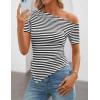 image:imageZESICA Womens Summer Off The Shoulder Going Out Tops 2026 Short Sleeve Asymmetrical Ruched Fitted Shirts Trendy Y2K TopEbony