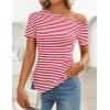 image:imageZESICA Womens Summer Off The Shoulder Going Out Tops 2026 Short Sleeve Asymmetrical Ruched Fitted Shirts Trendy Y2K TopRed