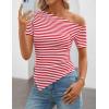 image:imageZESICA Womens Summer Off The Shoulder Going Out Tops 2026 Short Sleeve Asymmetrical Ruched Fitted Shirts Trendy Y2K TopRed