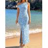 image:imageZESICA Womens Summer One Shoulder Floral Bodycon Midi Dress 2026 Ruched Elegant Wedding Cocktail Party Long DressesDustyblue