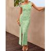 image:imageZESICA Womens Summer One Shoulder Floral Bodycon Midi Dress 2026 Ruched Elegant Wedding Cocktail Party Long DressesGreen