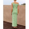 image:imageZESICA Womens Summer One Shoulder Floral Bodycon Midi Dress 2026 Ruched Elegant Wedding Cocktail Party Long DressesGreen