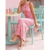 image:imageZESICA Womens Summer One Shoulder Floral Bodycon Midi Dress 2026 Ruched Elegant Wedding Cocktail Party Long DressesPink