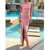 image:imageZESICA Womens Summer One Shoulder Floral Bodycon Midi Dress 2026 Ruched Elegant Wedding Cocktail Party Long DressesPink