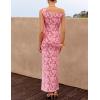 image:imageZESICA Womens Summer One Shoulder Floral Bodycon Midi Dress 2026 Ruched Elegant Wedding Cocktail Party Long DressesPink